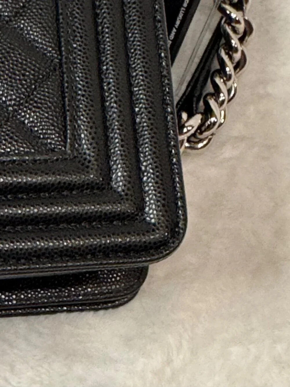 CHANEL Small Boy Flap Bag Black Caviar Silver Ruthenium Hardware Quilted Crossbo